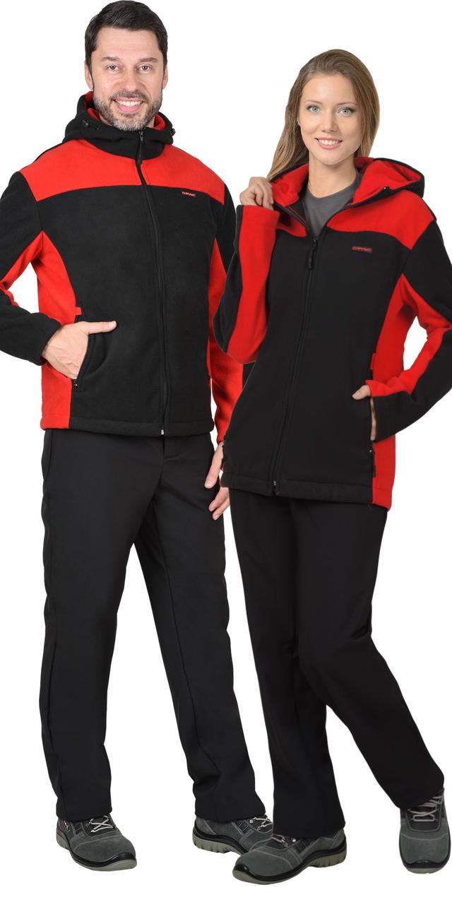 Куртка флисовая СИРИУС-ТЕХНО (флис дублированный) черная с красным - фото 1 - id-p224438796