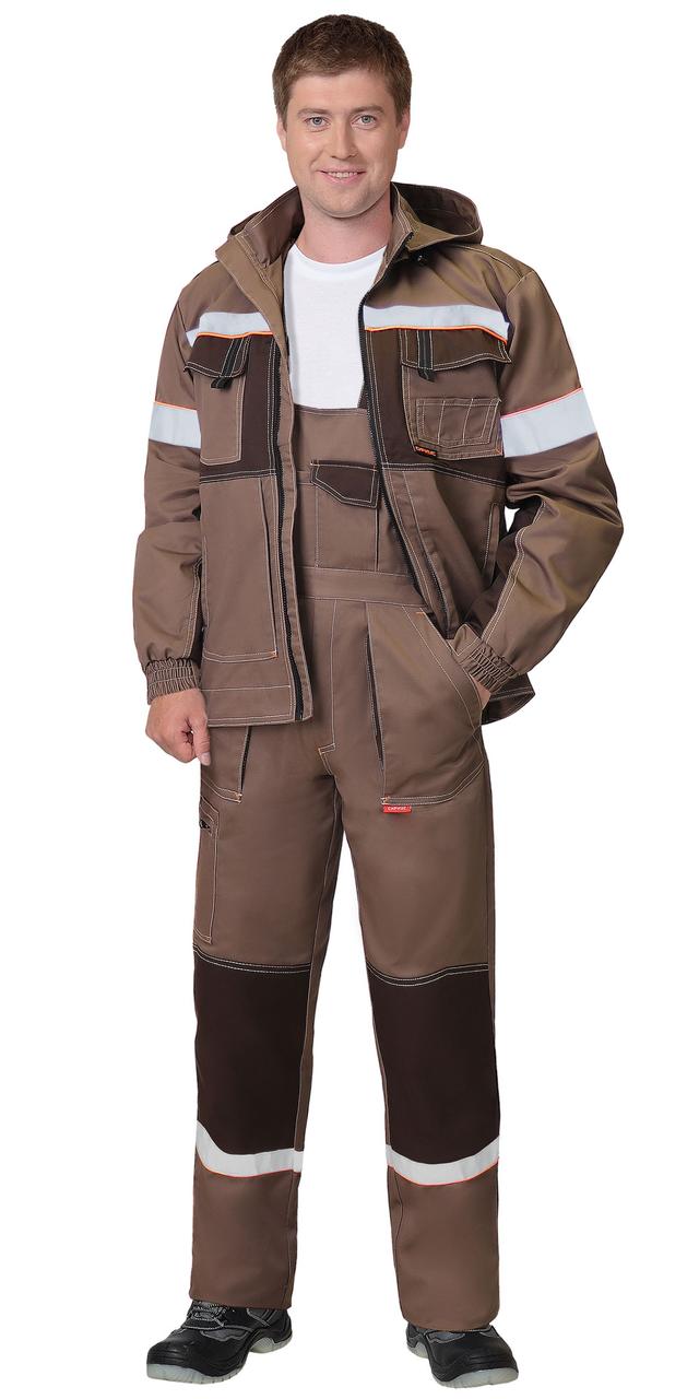 Костюм СИРИУС-РОДОС куртка, полукомбинезон св.коричневый с т.коричневым - фото 1 - id-p224438847