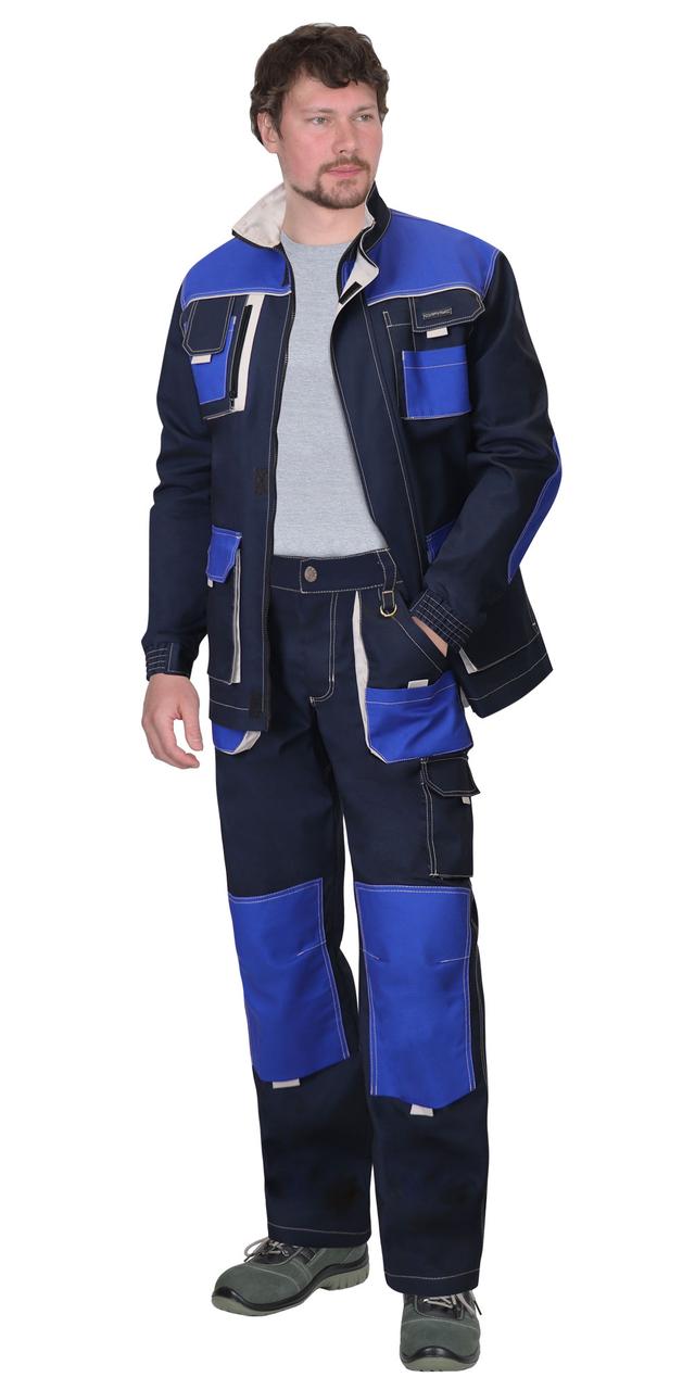 Костюм СИРИУС-ДВИН куртка, брюки синий с васильковым и молочной отд. пл. 275 г/кв.м - фото 1 - id-p224438884
