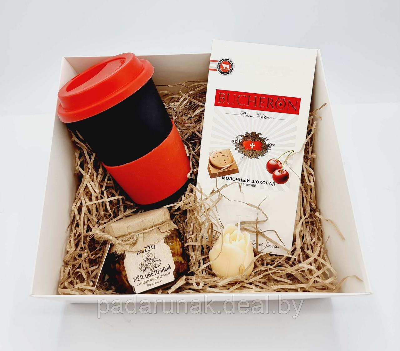 Красивый подарочный набор: кружка, свеча-тюльпан, шоколад и мед - фото 5 - id-p224441572