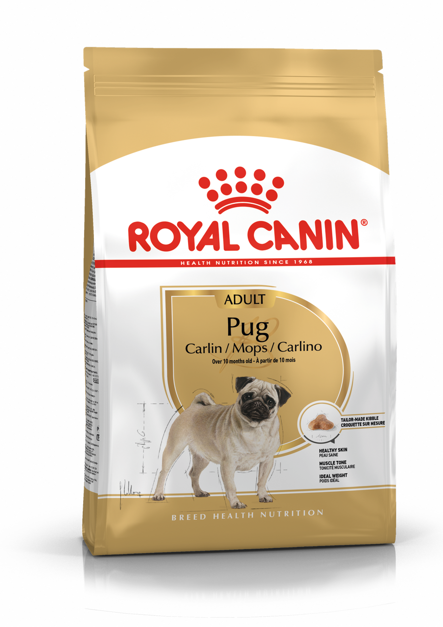 Royal Canin Pug, сухой корм для взрослых собак породы мопс в возрасте 10 месяцев и старше, 0,5кг., (Россия) - фото 1 - id-p224441803