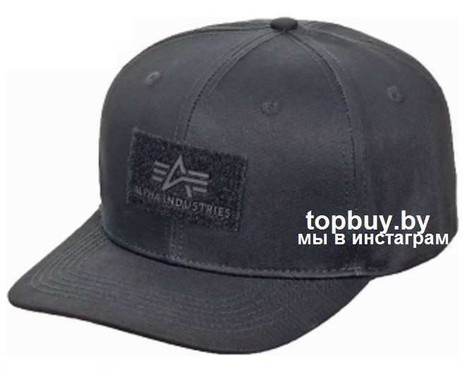 Бейсболка VELCRO CAP ALPHA INDUSTRIES, чёрная. - фото 1 - id-p224443510