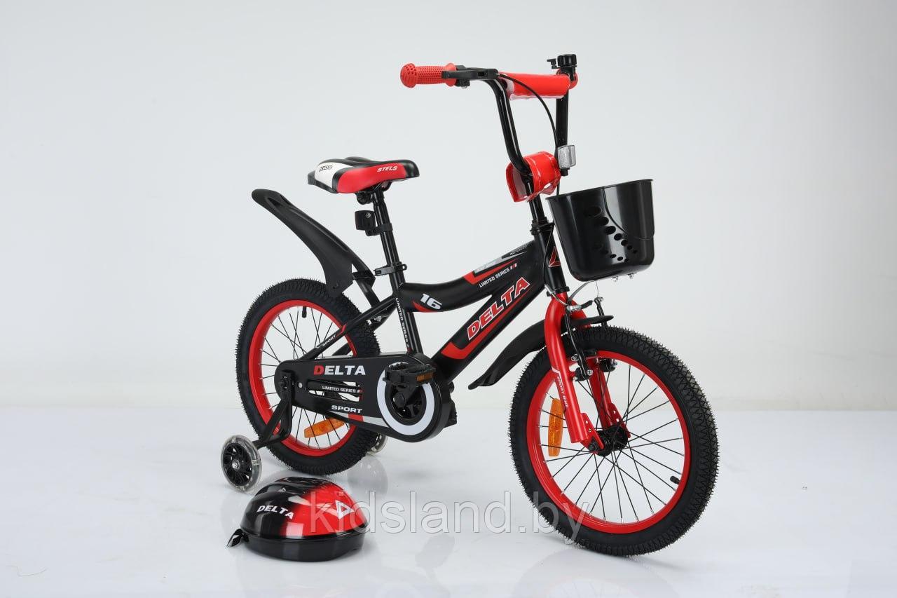 Детский велосипед Delta Sport 16'' + шлем (красно-черный) - фото 2 - id-p121676012