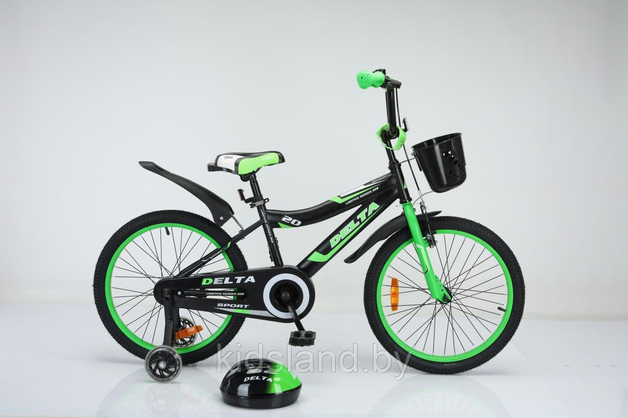 Детский велосипед Delta Sport 18'' + шлем (салатово-черный) - фото 1 - id-p62710277