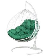 Кресло подвесное BiGarden Gemini White двойной зеленая подушка