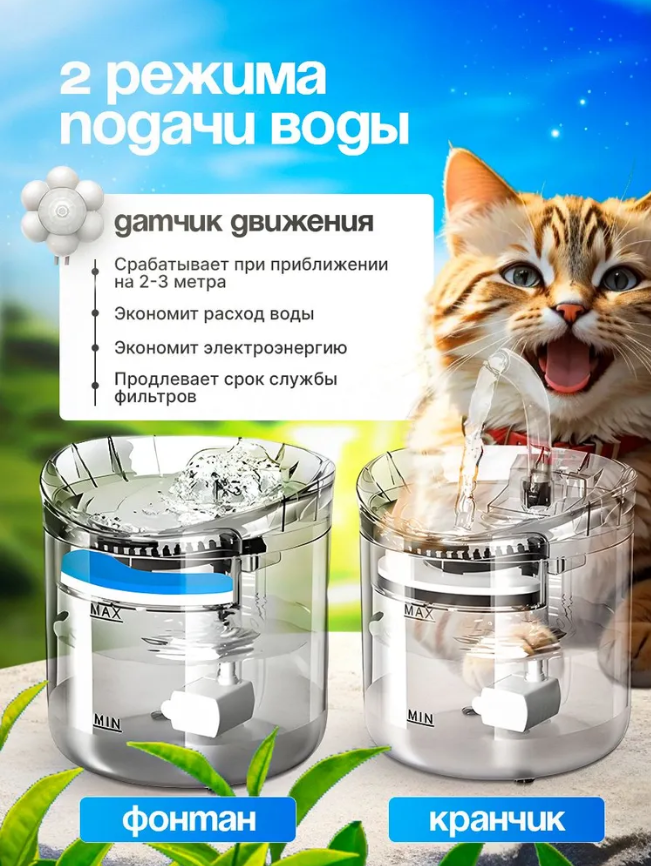 Автопоилка-фонтан для кошек и собак / автоматическая поилка для животных/ фонтан для кошек - фото 3 - id-p224453106