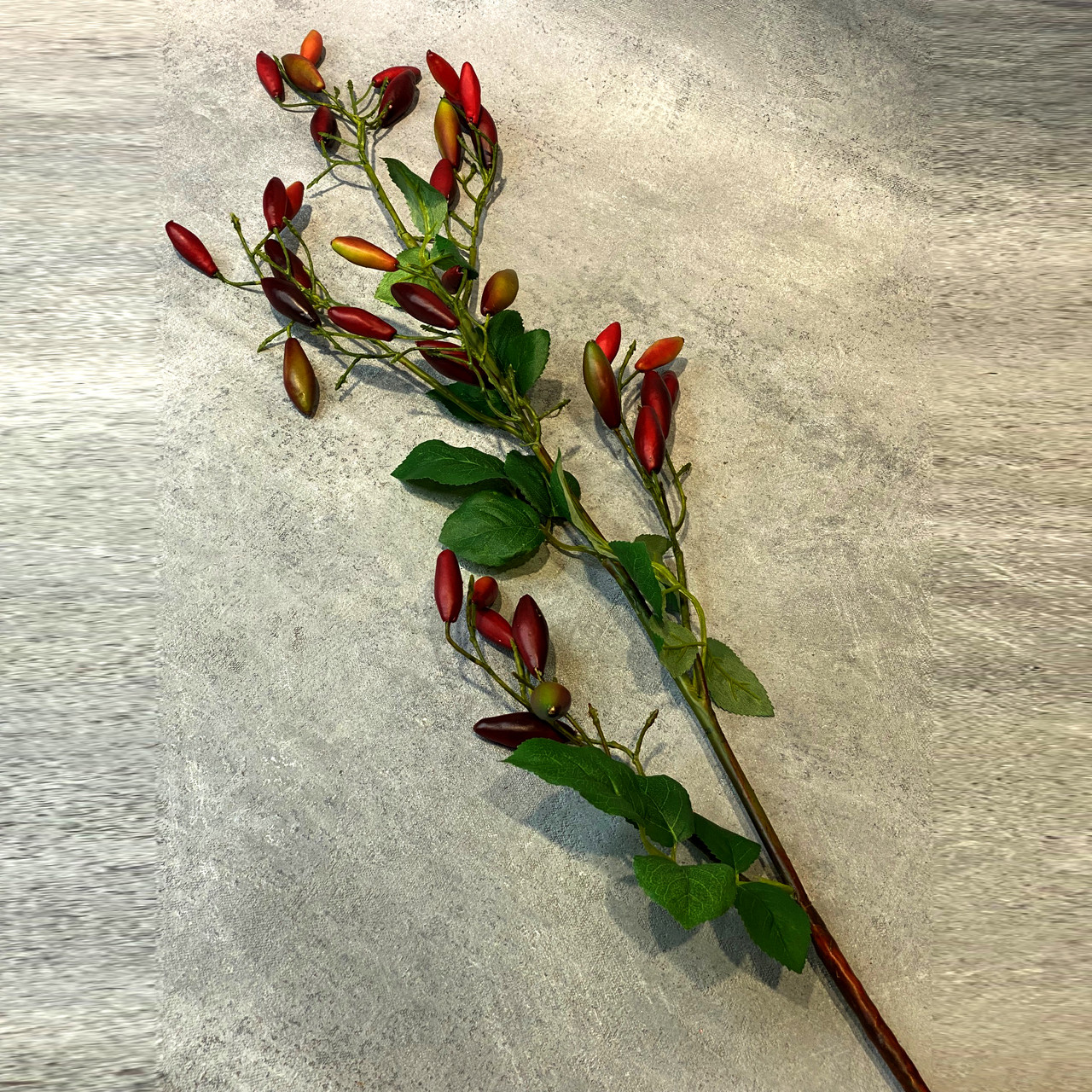Искусственные цветы ветка Шиповник с ягодами высокая