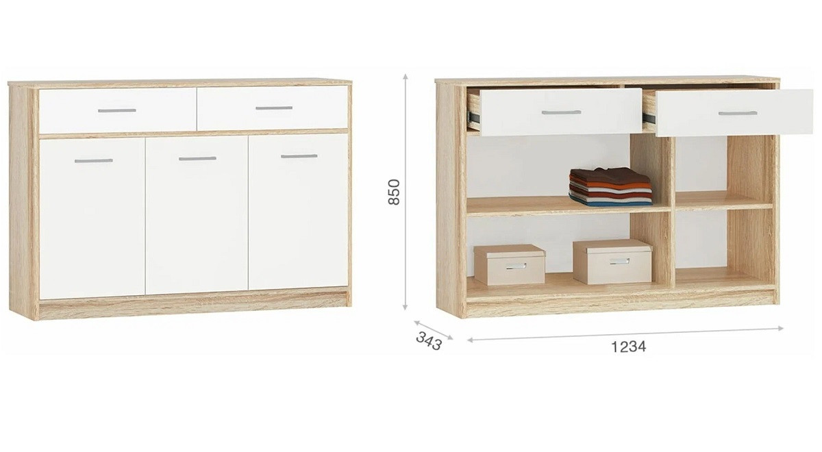Комод Стелс 3д2ящ Дуб сонома - Белый - фото 2 - id-p216685129