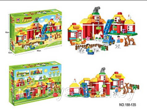 Конструктор с крупными деталями "Веселая ферма" 156 деталей аналог Lego Duplo лего дупло