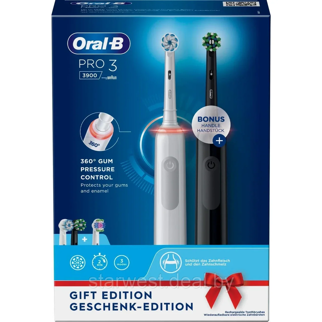 Oral-B Braun PRO 3 3900 DUO Набор электрических зубных щеток D505.533.3H - фото 2 - id-p224454676