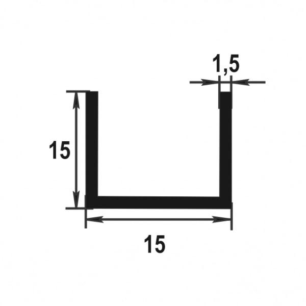 Алюминиевый швеллер 15х15х15х1,5 (2,0 м) - фото 2 - id-p134219512