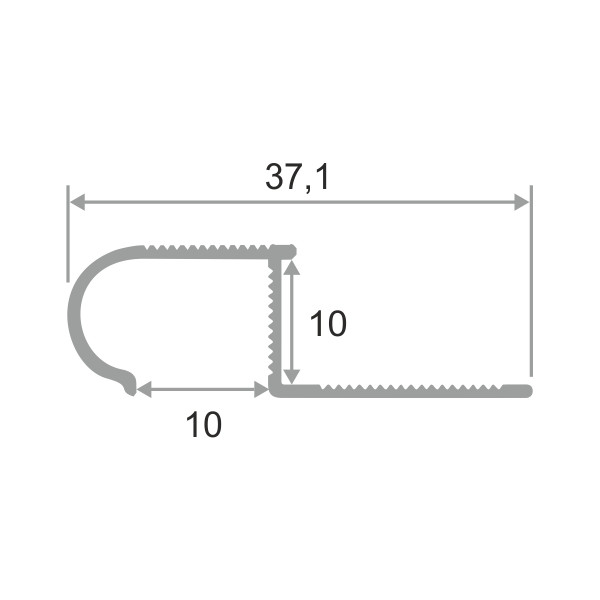 Профиль для облицовки ступеней PV-49/10 мм, серебро 270 см - фото 2 - id-p167205721