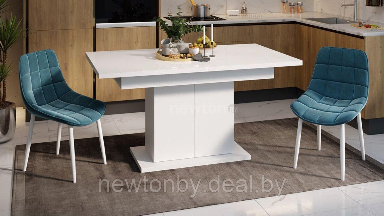 Кухонный стол Трия Детройт Тип 2 (белый/стекло белый глянец)