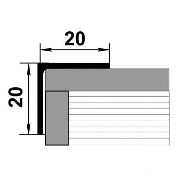 Уголок алюминиевый 20х20х1,2 (3 м), цвет черный мат - фото 2 - id-p142276947