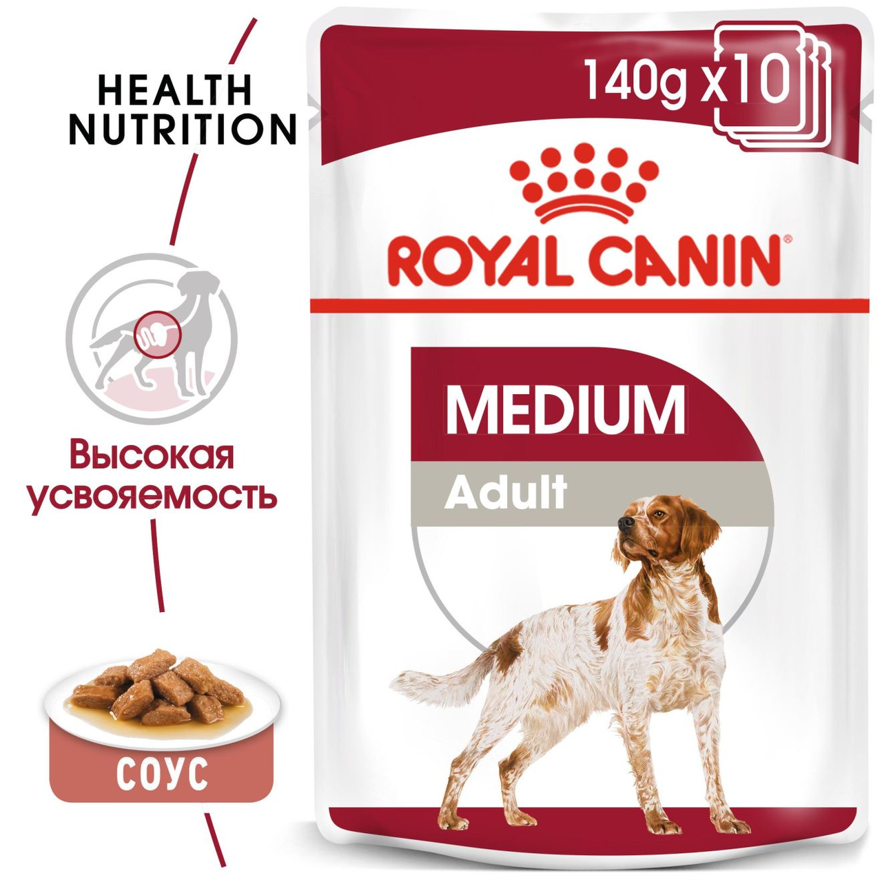 Royal Canin Medium Adult влажный корм (в соусе) для взрослых собак средних размеров, 140г., (Австрия) - фото 2 - id-p224459002