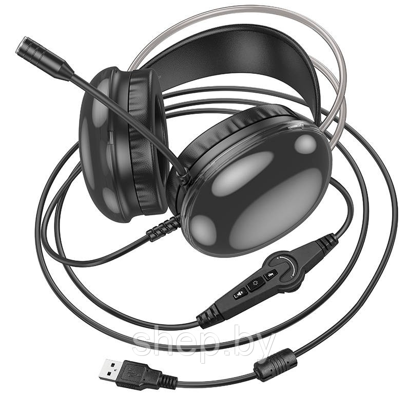Наушники Hoco W109 Plus полноразмерные игровые (2 м.,USB7.1) цвет: черный - фото 5 - id-p224459118