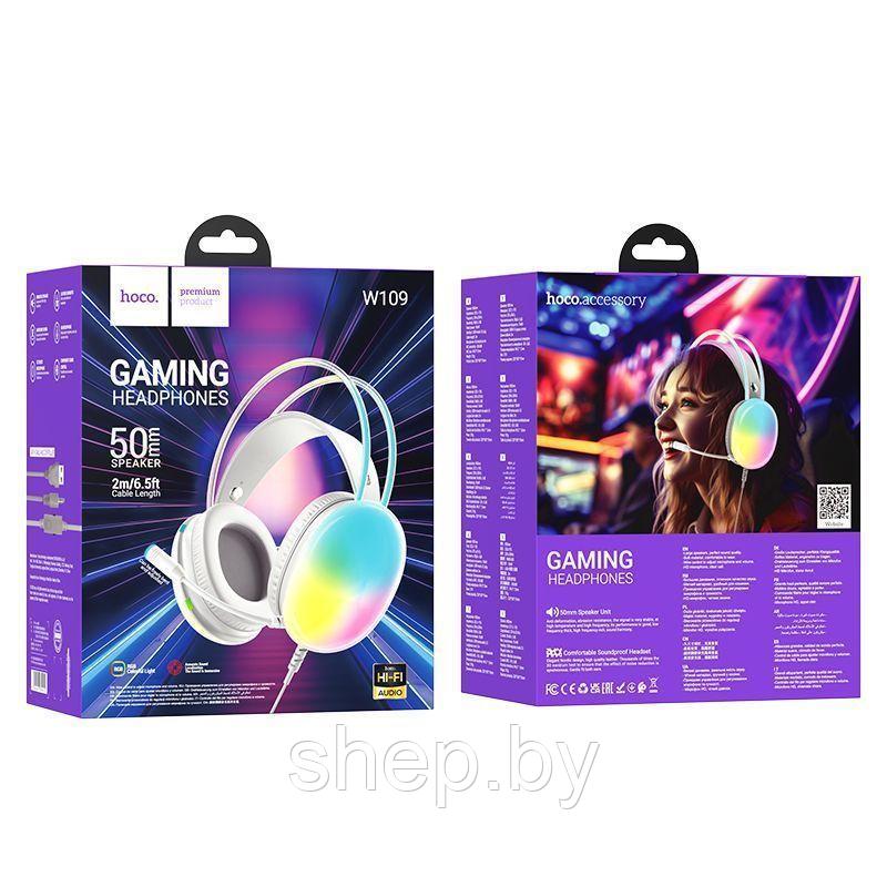 Наушники Hoco W109 полноразмерные игровые (2 м.,USB+3,5 мм) цвет: белый, черный - фото 7 - id-p224459153