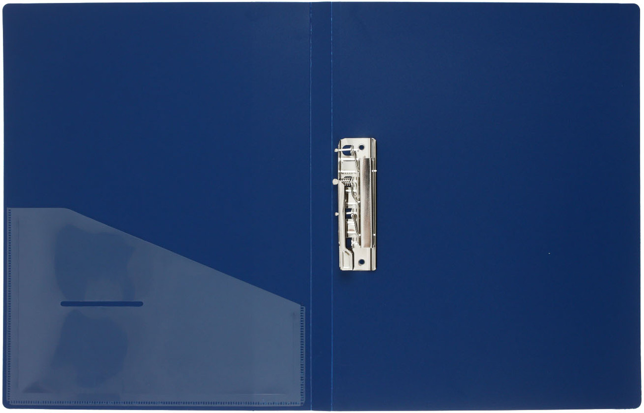 Папка пластиковая с боковым зажимом и карманом Brauberg Contract толщина пластика 0,7 мм, синяя