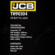 Бутылочный домкрат JCB TH90304 (3т), фото 3