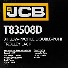 JCB-T83508 (D) JCB Домкрат подкатной гидравлический 3т, фото 3