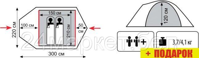 Палатка TRAMP Mountain 2 v2 - фото 2 - id-p224459746
