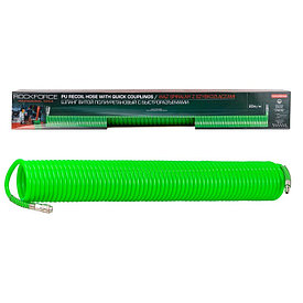 RF-1410-20Green RockFORCE Шланг витой полиуретановый 14мм х 10мм х 20м с быстроразъемами