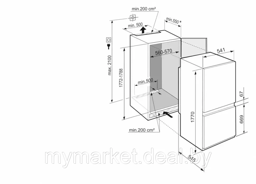 Встраиваемый холодильник с морозильником Liebherr ICSe 5103 Pure - фото 3 - id-p224461663