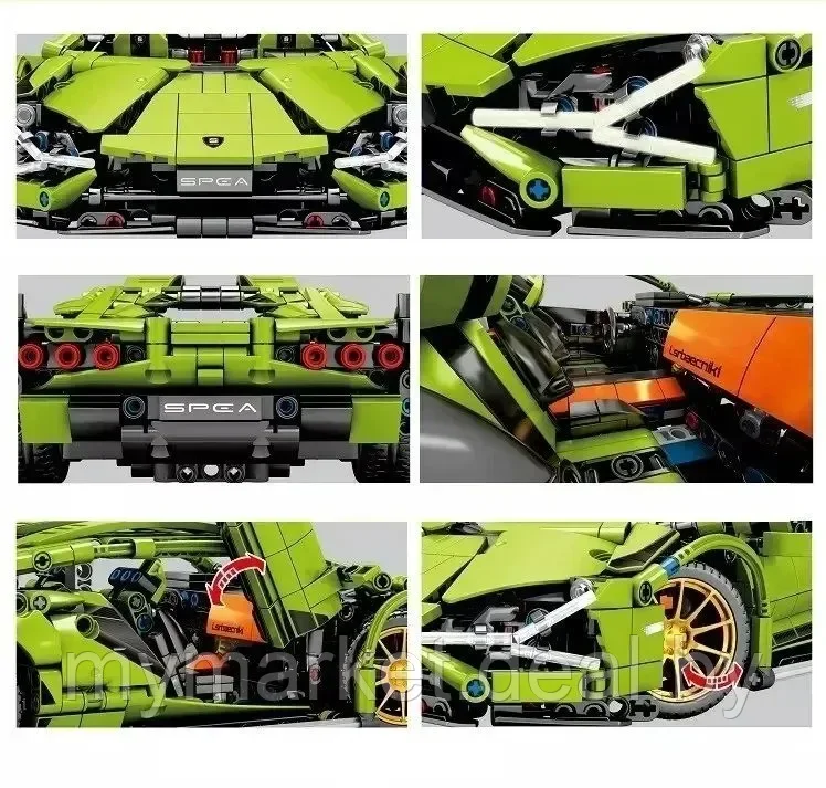 Конструктор для детей гоночная машина Lamborghini на пульте управления 1273 деталей аналог Лего - фото 3 - id-p224461669