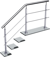 Лестничное ограждение 2 ригеля с креплением крепление стойки в пол на выносных кронштейнах
