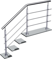 Лестничное ограждение 3 ригеля с креплением крепление стойки в пол на выносных кронштейнах