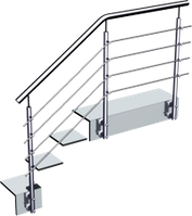Лестничное ограждение 4 ригеля с креплением крепление стойки боковое на выносных кронштейнах