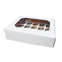 Коробка для 20 маффинов с окном Белая (Беларусь, 430х340х100 мм)