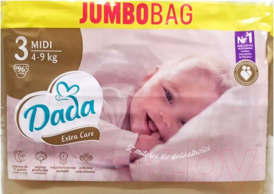 Подгузники детские Dada Extra Care Midi 3 Jumbo Bag - фото 1 - id-p224477340