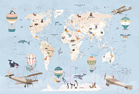 Фотообои листовые Vimala Карта мира голубая