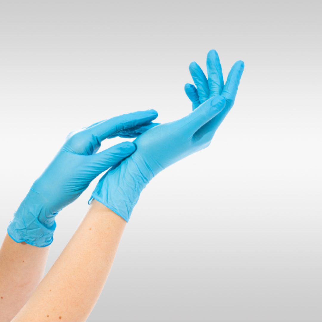 Перчатки нитриловые голубые NitriMAX, 100 шт.(50 пар)/уп. - фото 2 - id-p168382118