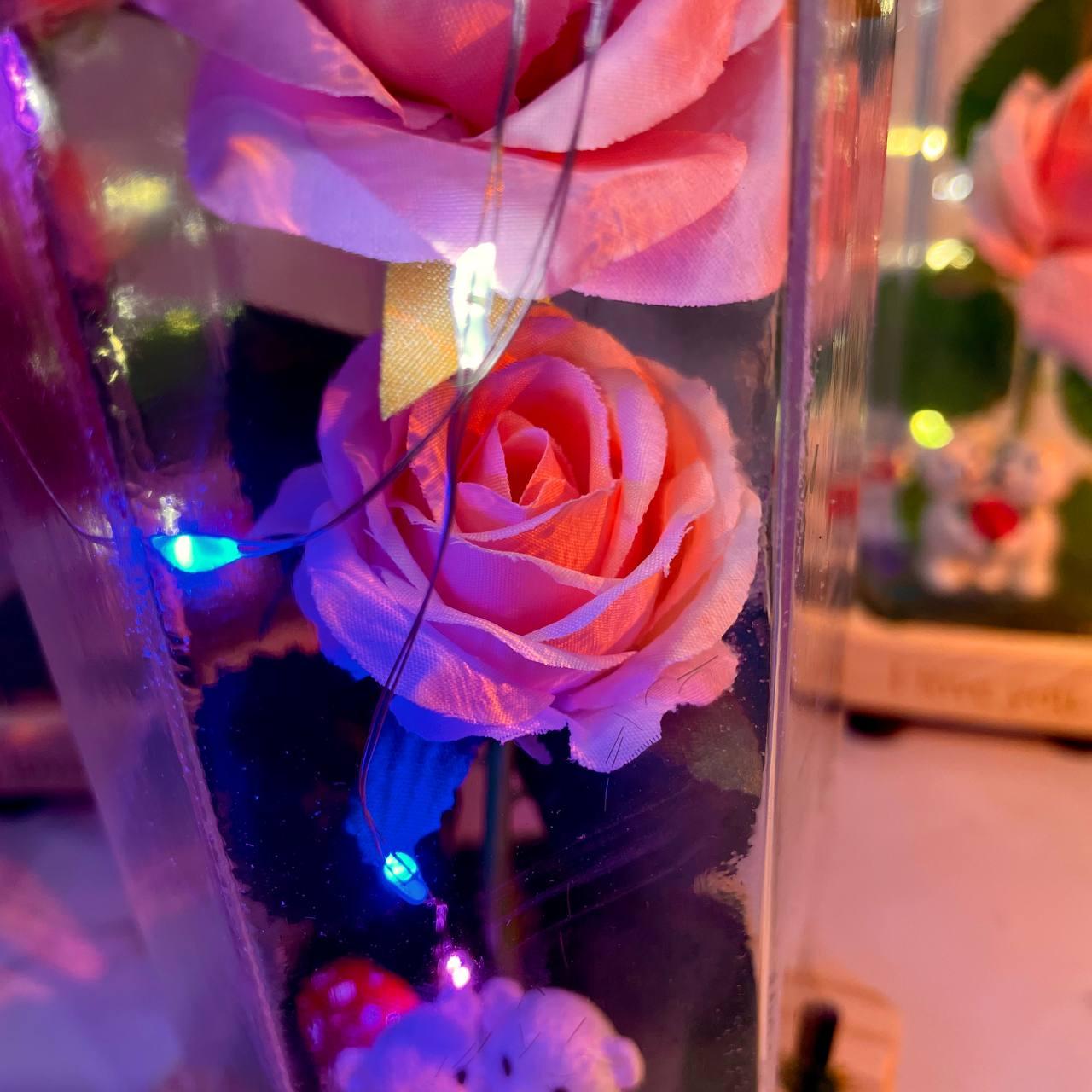 Розы в колбе декоративный ночник / Вечная роза с признанием в любви 20см. - фото 4 - id-p224485340