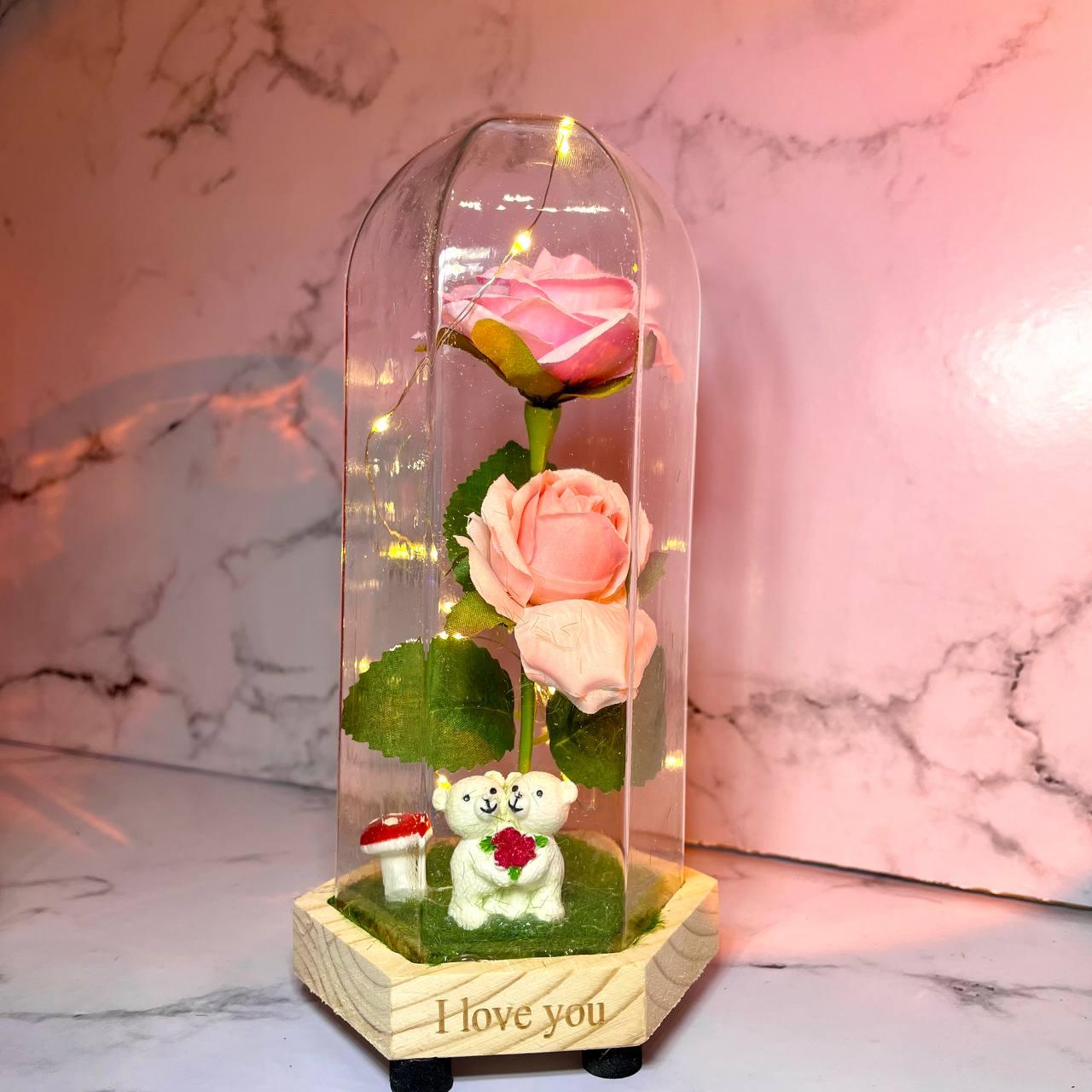 Розы в колбе декоративный ночник / Вечная роза с признанием в любви 20см. - фото 3 - id-p224485340