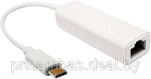 Адаптер переходник сетевой Ethernet USB Type-C - RJ45 (LAN), Белый, 10см