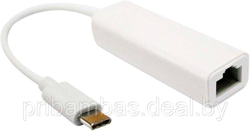 Адаптер переходник сетевой Ethernet USB Type-C - RJ45 (LAN), Белый, 10см - фото 1 - id-p224485480
