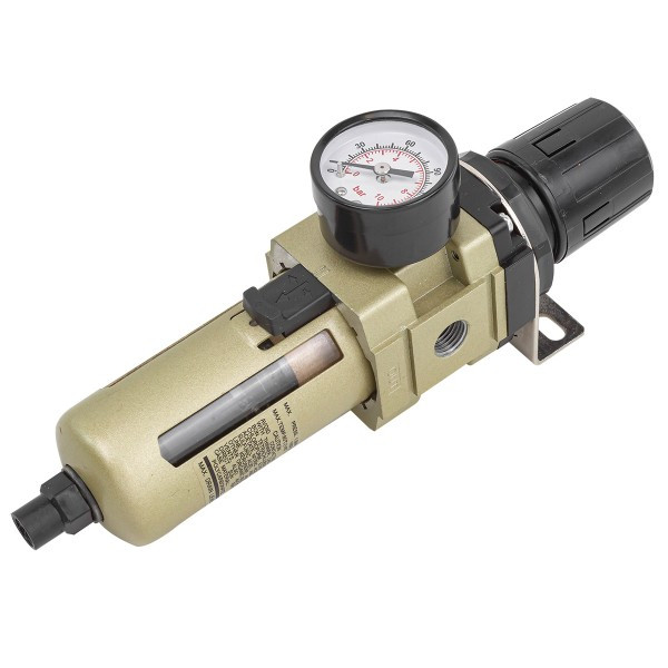 Фильтр-регулятор с индикатором давления для пневмосистем 1/4 (автоматич. слив,10Мк, 2000 л/мин, 0-10bar,раб. - фото 1 - id-p224487305