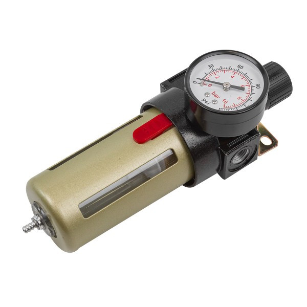 Фильтр-регулятор с индикатором давления для пневмосистем 1/4 (10Мк, 1400 л/мин, 0-10bar,раб. температура - фото 1 - id-p224487318