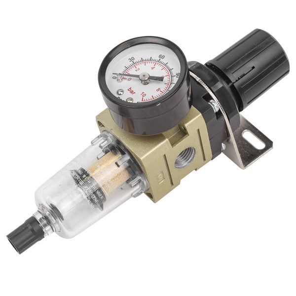 Фильтр-регулятор мини с индикатором давления для пневмосистем 1/4 (10Мк, 550 л/мин, 0-10bar,раб. температура - фото 1 - id-p224487342
