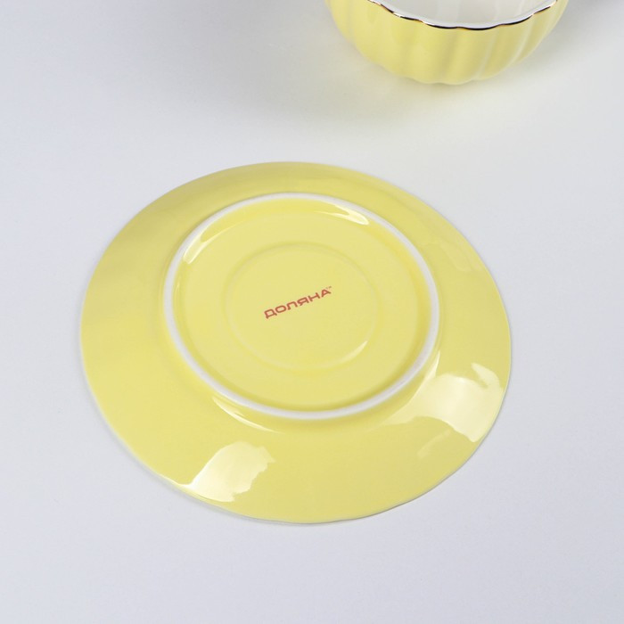 Сервиз фарфоровый чайный Доляна «Вивьен», 12 предметов: 6 чашек 200 мл, 6 блюдец d=15 см, цвет жёлтый - фото 3 - id-p224490408