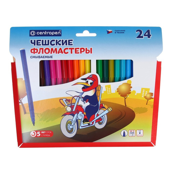 Фломастеры 24 цвета Centropen 7790 "Пингвины" пластиковый конверт, линия 1.0 мм - фото 3 - id-p224490855