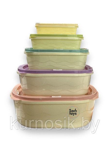 Пластиковые контейнеры для еды 5 штуки, 297-212 - фото 1 - id-p224491112