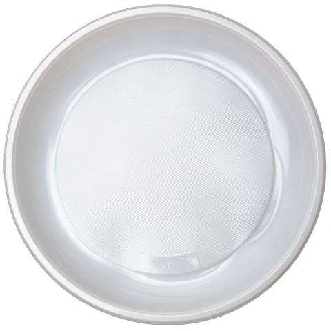 Тарелка одноразовая пластиковая плоская, диаметр 22 см, белая - фото 1 - id-p224491426