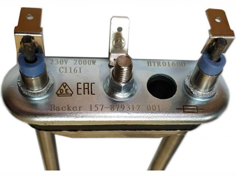 Нагревательный элемент ( ТЭН ) для стиральной машины Bosch HTR016BO / 2000W (прям.с отв.L=240, R9+, M140, - фото 3 - id-p139663360
