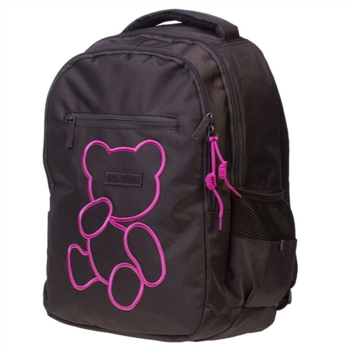 Рюкзак молодёжный, 41 х 30 х 15 см, светоотражающий элемент, Hatber Basic Style "Мой мишка" чёрный/розовый, - фото 2 - id-p224495496