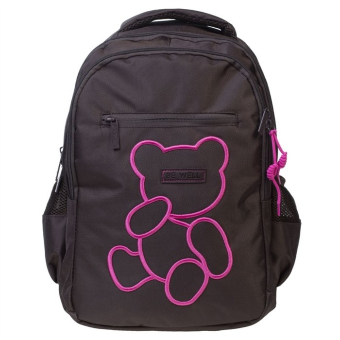 Рюкзак молодёжный, 41 х 30 х 15 см, светоотражающий элемент, Hatber Basic Style "Мой мишка" чёрный/розовый, - фото 3 - id-p224495496