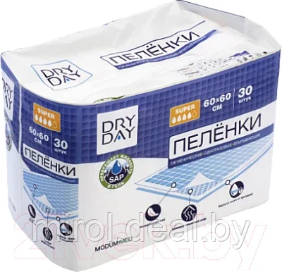 Набор пеленок одноразовых впитывающих Modum Dry Day Super 60x60 - фото 2 - id-p224496406